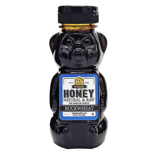 Weeks Raw Buckwheat Honey - Pure, All-Natural, Antioxidant-Rich, Dark & Robust Molasses Flavor for Coffee, Waffles, BBQ Sauce