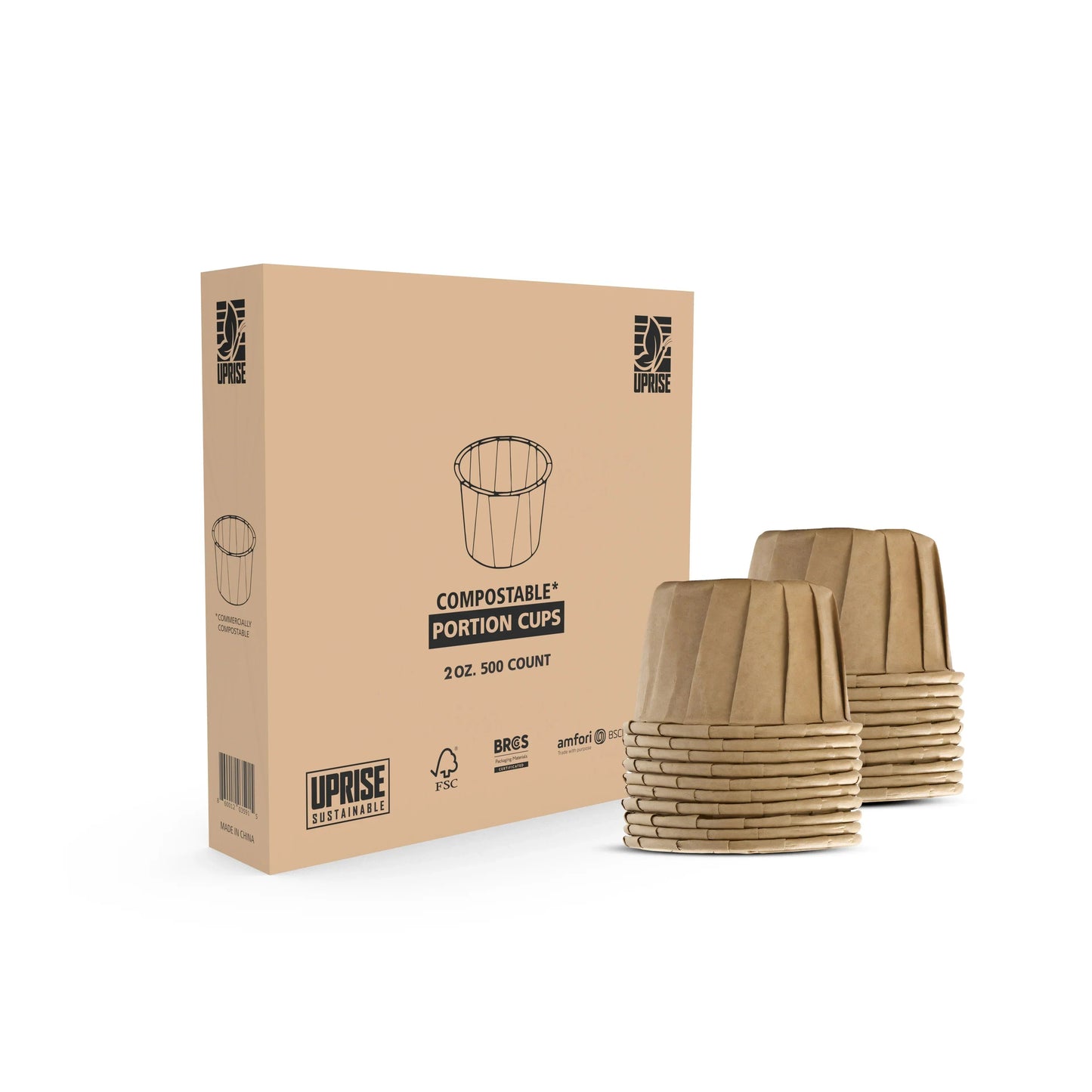 2 Oz Compostable Portion Cups (Pack of 500) Durable, FSC Certified