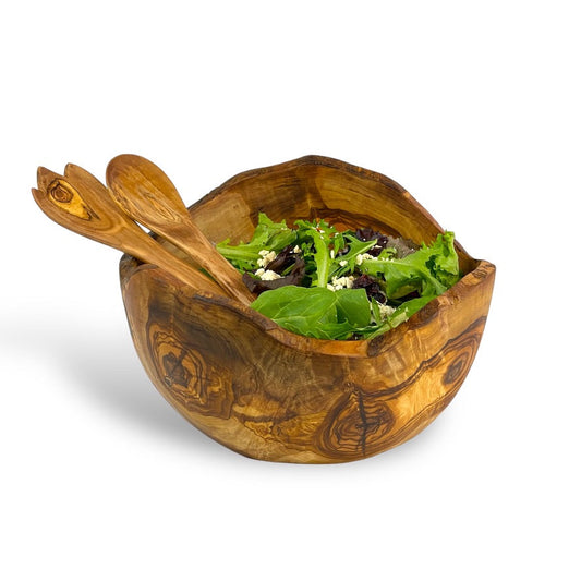 Large Rustic Olive Wood Bowl (12"D x 6"H)