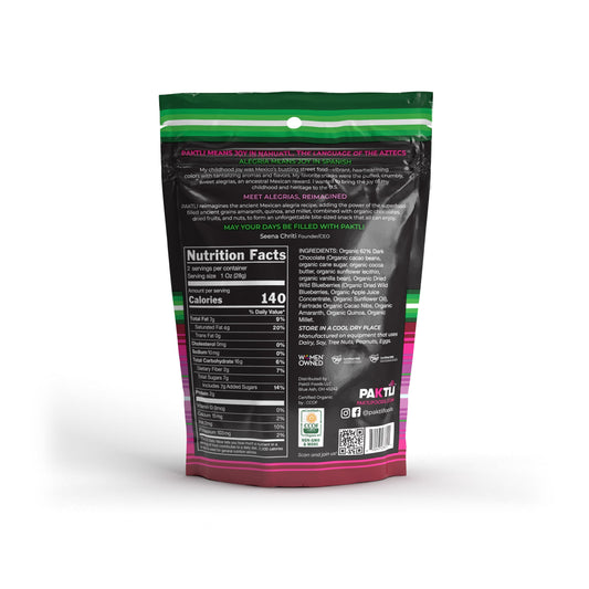 NEW Dark Chocolate Alegria Bites w/ Blueberries + Cacao Nibs