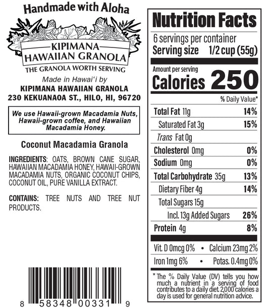 Kipimana Hawaiian Granola - Coconut Macadamia Granola