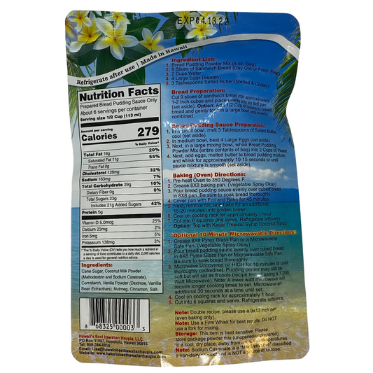 Hawaii's Best - Hawaiian Creamy Coconut Bread Pudding Mix