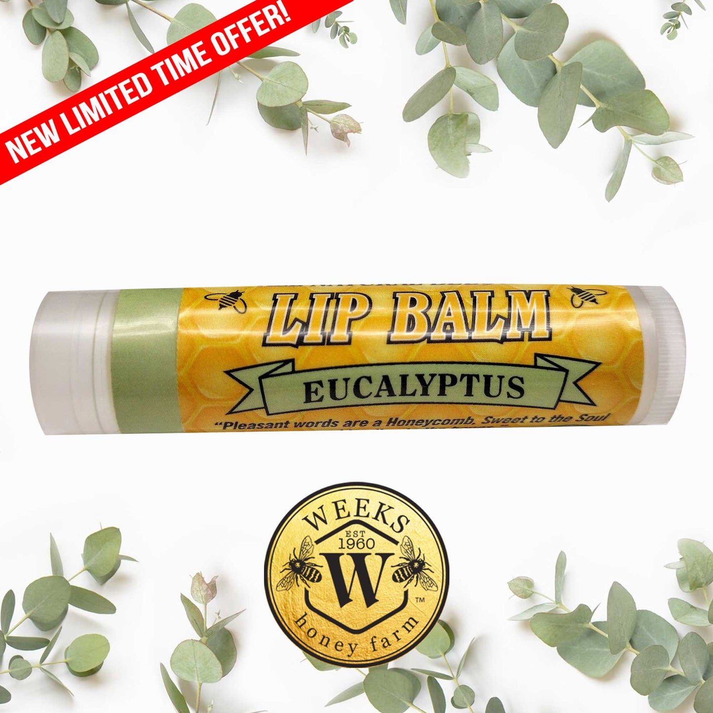 Weeks All Natural Beeswax Lip Balms; Singles, Twin Packs, Case