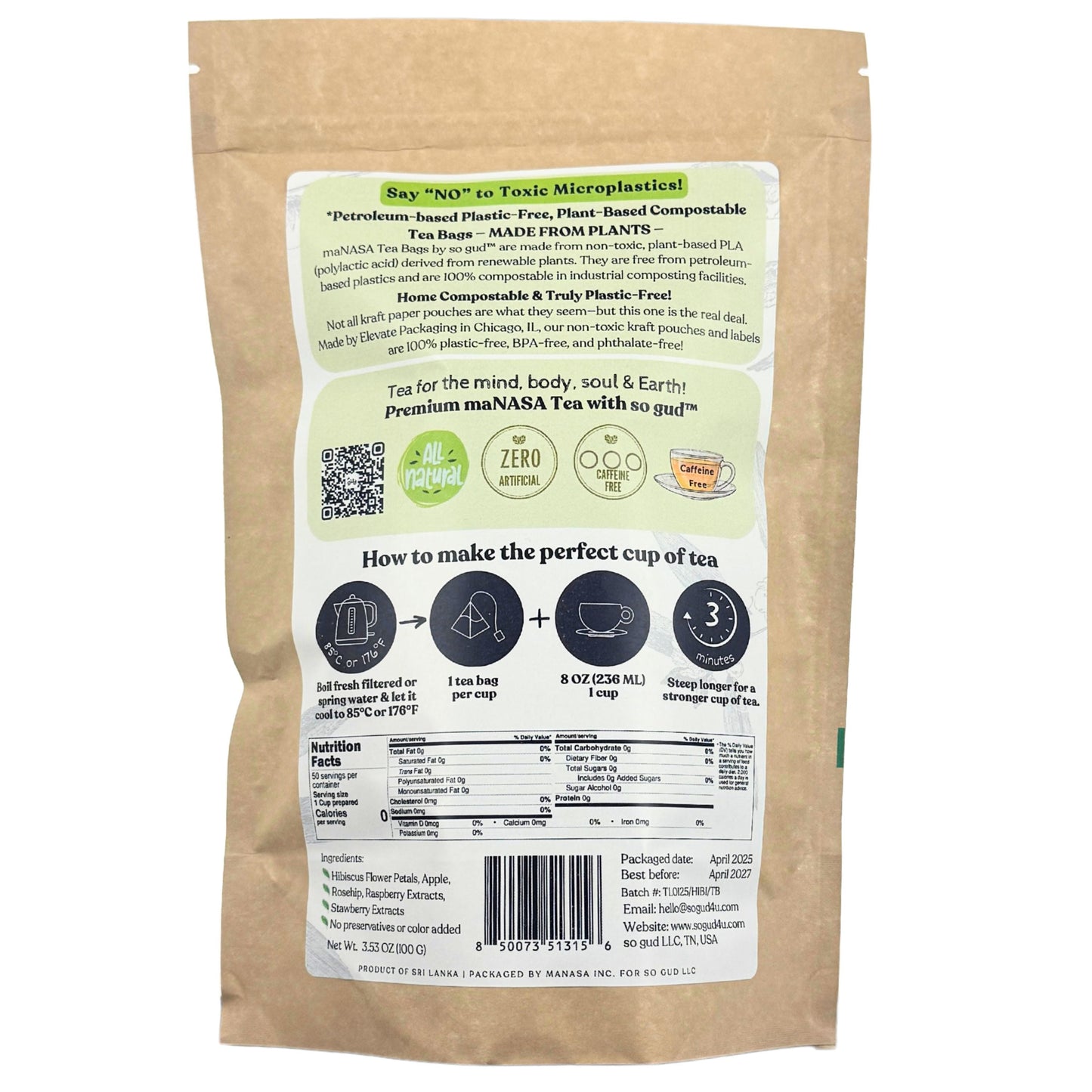 Hibiscus Bloom Tisane | Plant-based Tea Bags