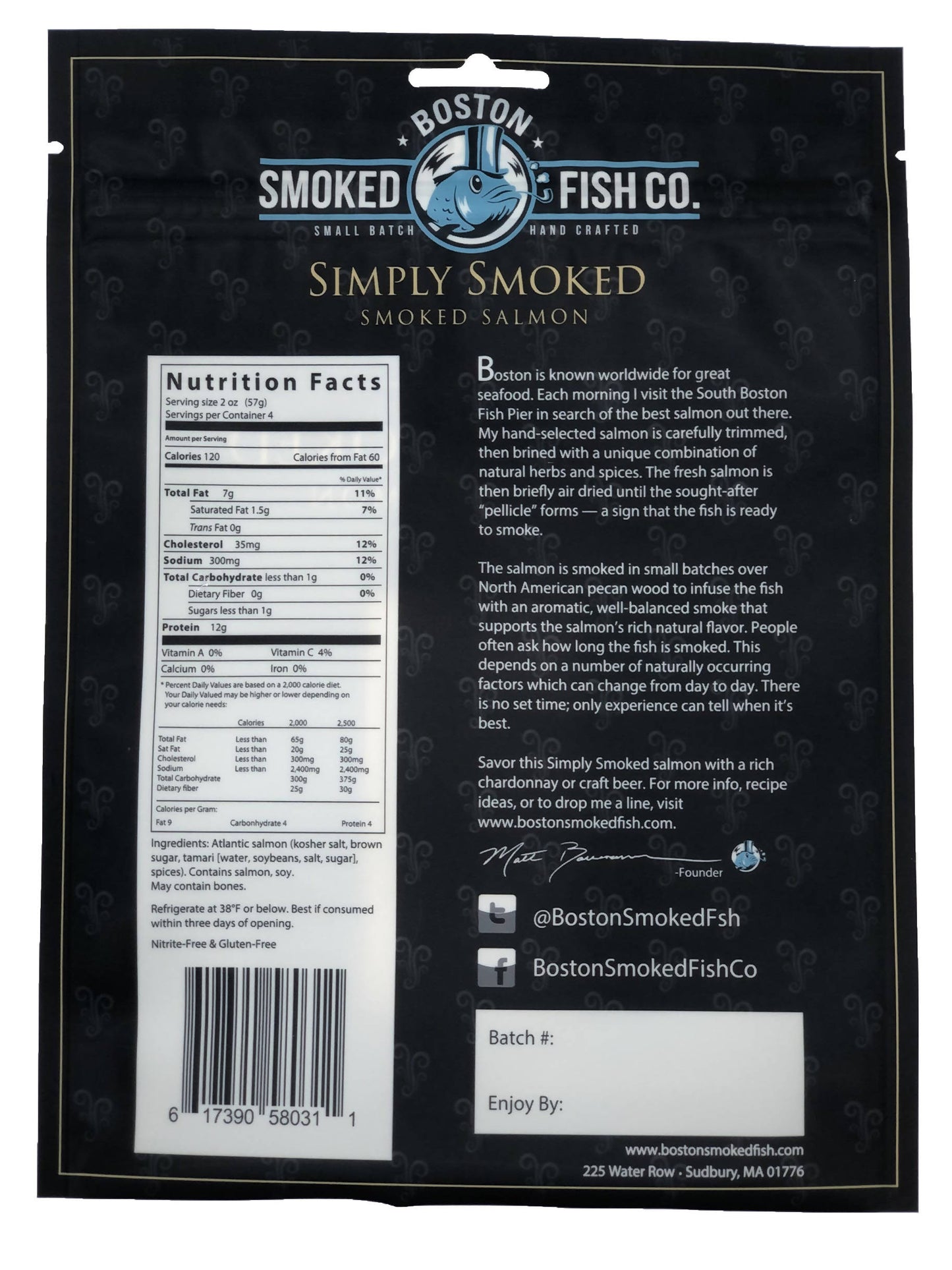 Simply Smoked Salmon Portions (Hot Smoked) - 3 x 3 LB by Boston Smoked Fish