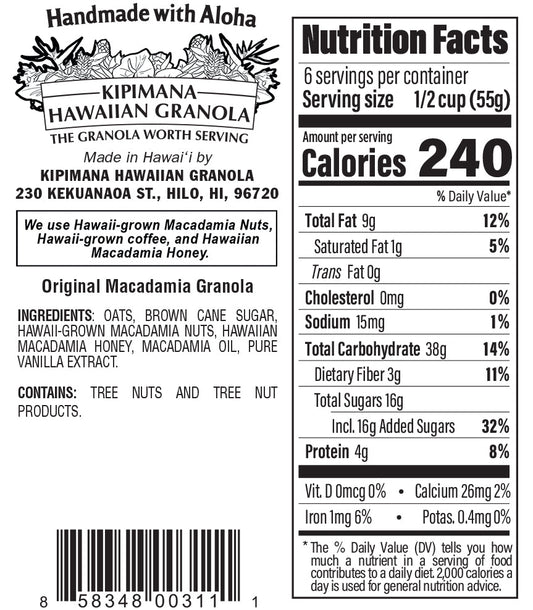 Kipimana Hawaiian Granola - Original Macadamia