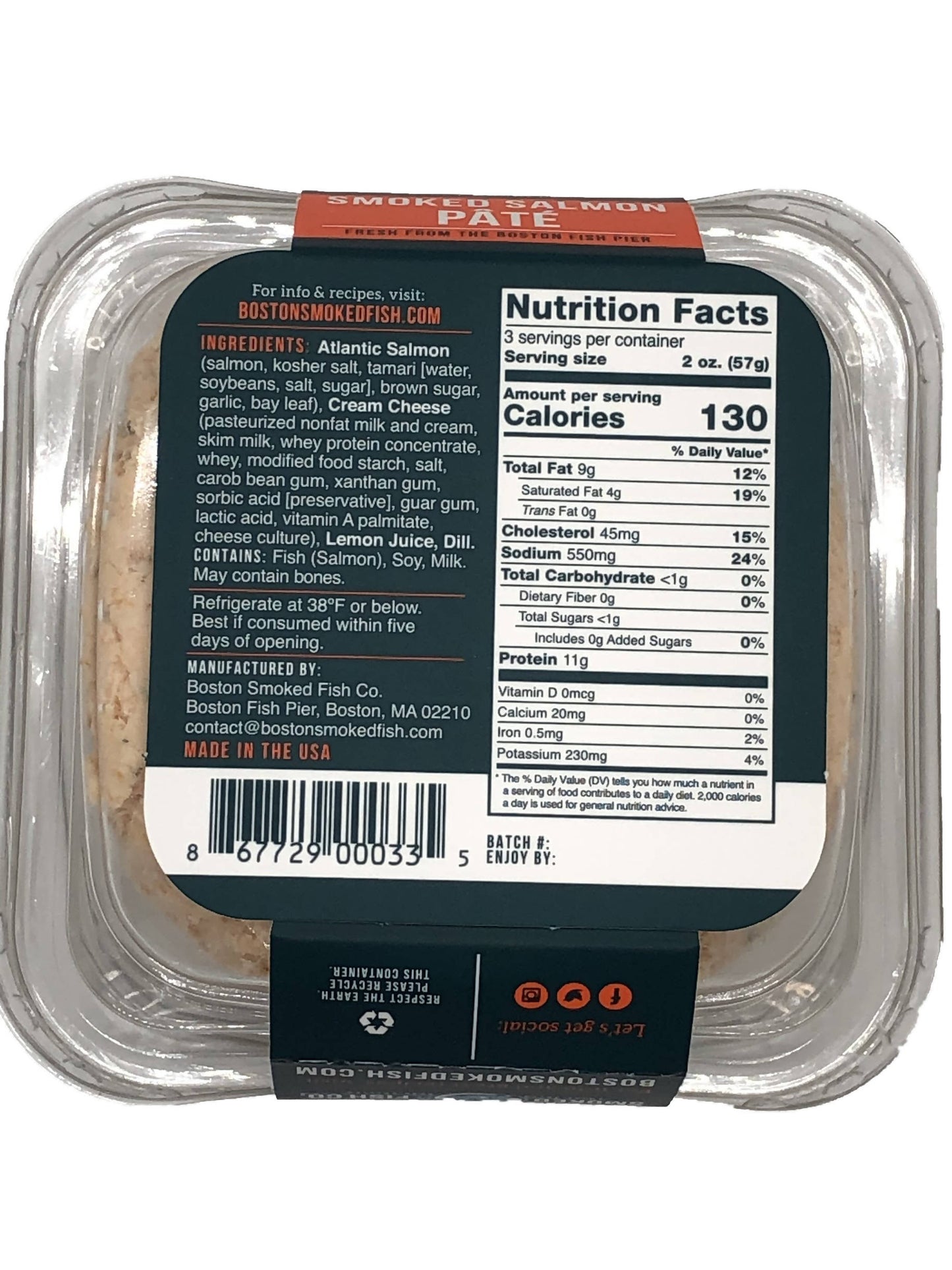 Smoked Salmon Pâté Food Service Pack - 4 x 1.5 LB by Boston Smoked Fish