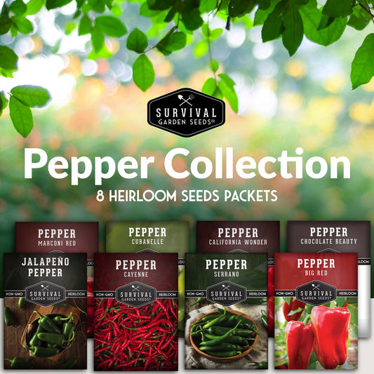 8 Peppers Seed Collection - Sweet & Hot Peppers