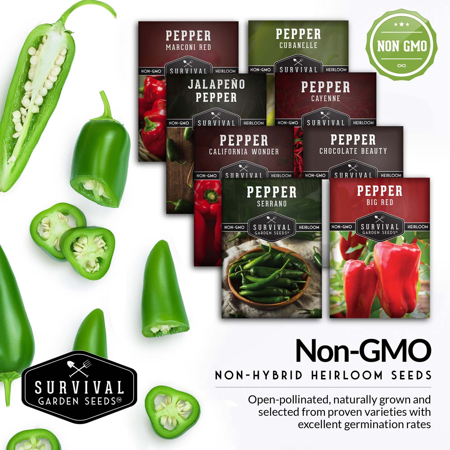 8 Peppers Seed Collection - Sweet & Hot Peppers