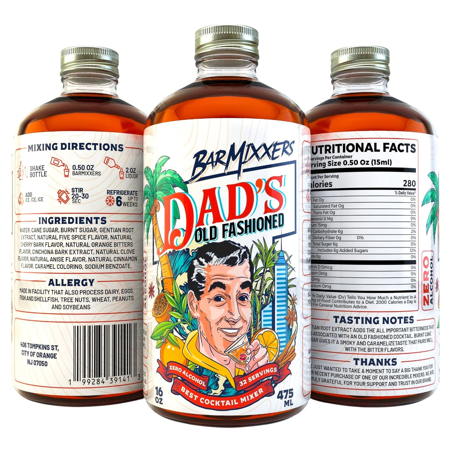 BarMixxers Dads Old Fashioned Beverage Mixer - 32 Servings - 16oz