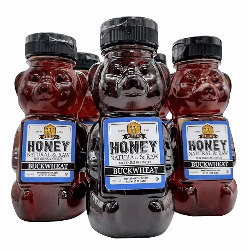 Weeks Raw Buckwheat Honey - Pure, All-Natural, Antioxidant-Rich, Dark & Robust Molasses Flavor for Coffee, Waffles, BBQ Sauce