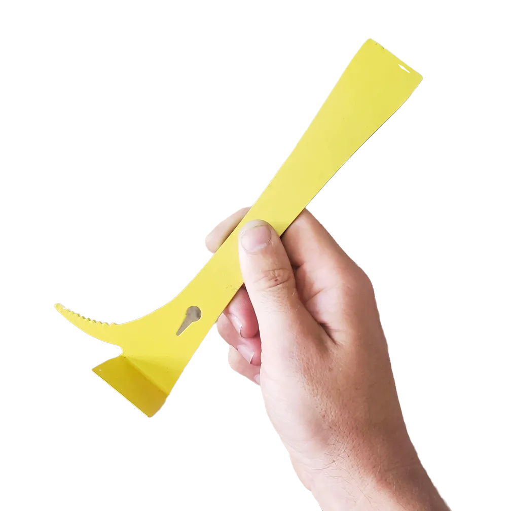 Yellow Hive Tool with Curved Hook by Foxhound Bee Company