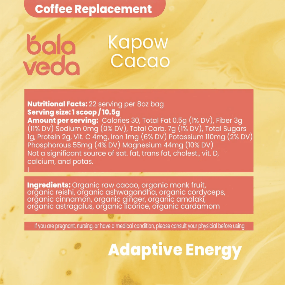 balaveda Kapow Cacao | USDA Organic Adaptogenic Mushroom Coffee Alternative