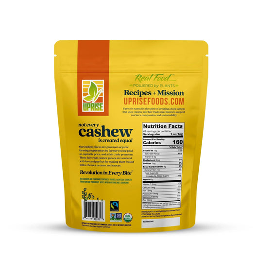 Fair Trade Organic Cashew Pieces (3 lb) – Raw, Vegan, Gluten-Free, Bulk for Milk & Cooking