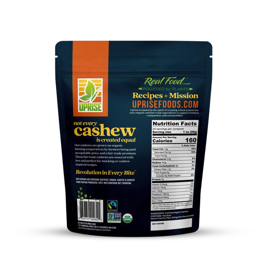 Fair Trade Organic Whole Cashews (1.5 lb) – Raw, Unsalted, Non-GMO, Gluten-Free