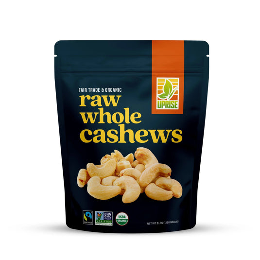 Certified Fair Trade Organic Whole Cashews 3 lb (Case of 10) by Uprise Foods
