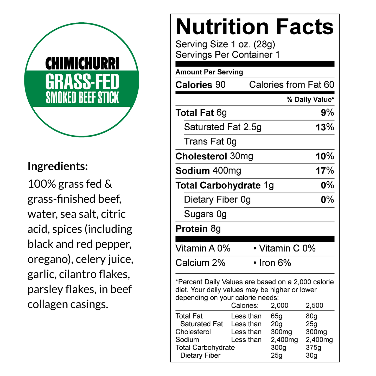 Variety - Original, Jalapeño, Chimichurri, 100% Grass-Fed Beef Sticks (No Sugar)