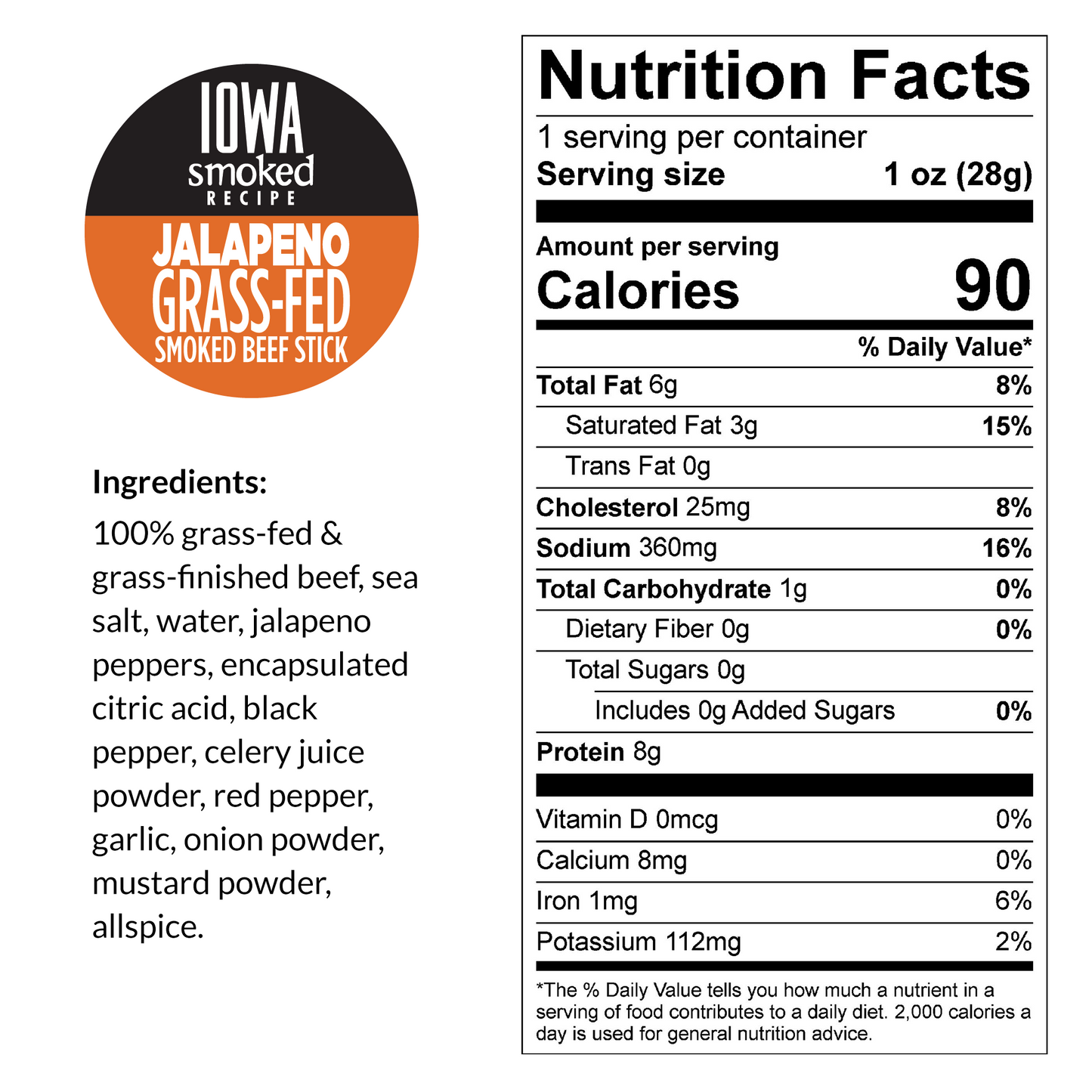 Variety - Jalapeño Flavors, 100% Grass-Fed Beef Sticks (No Sugar)