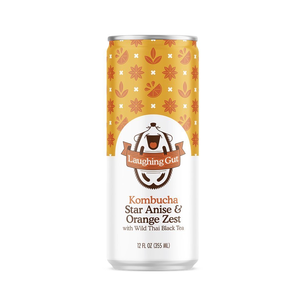Laughing Gut Kombucha Star Anise & Orange Zest Cans - 12 Cans