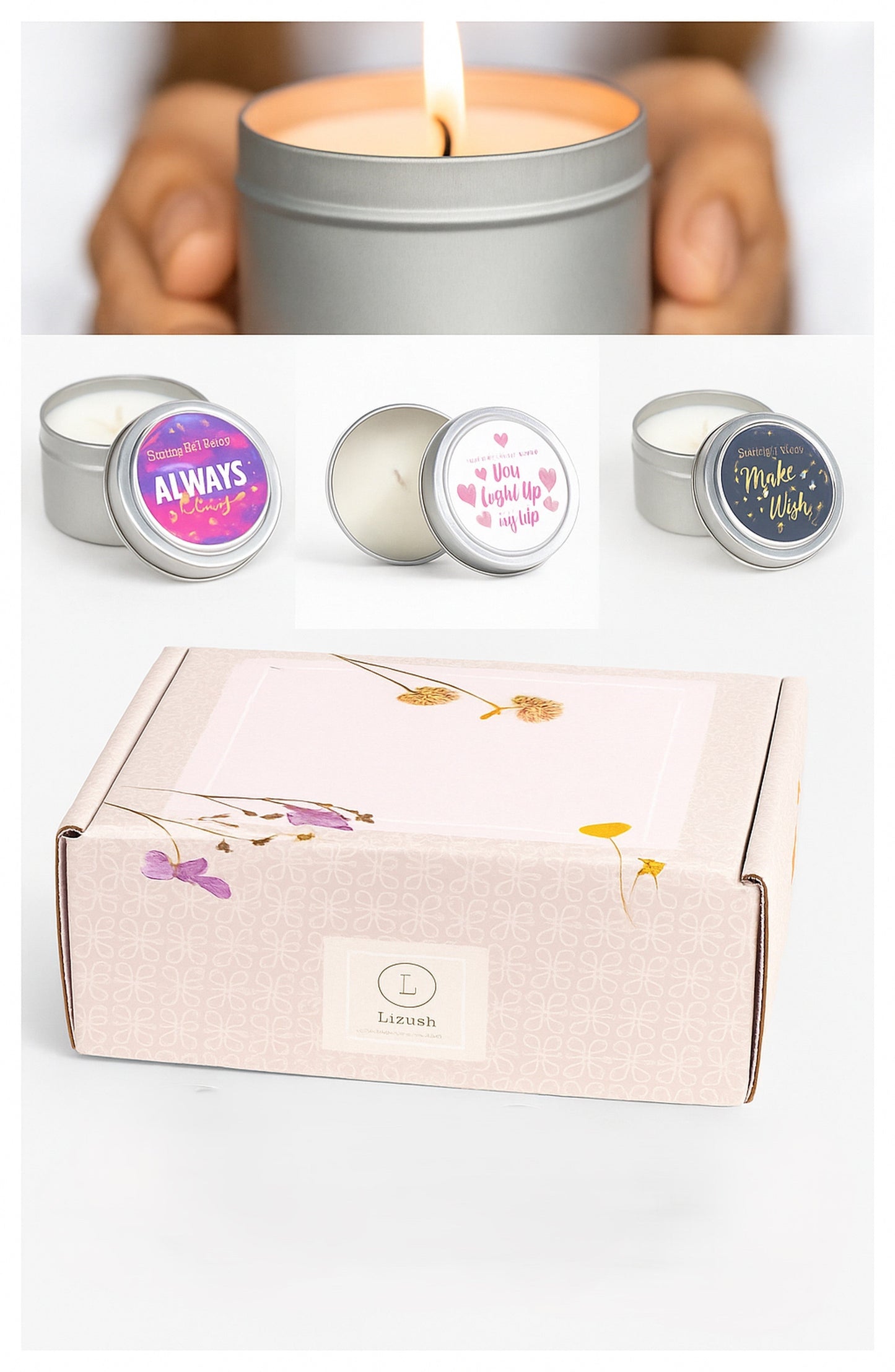 Trio of Tin Soy Candle - Scented with Bergamot and Lavender Essential oils