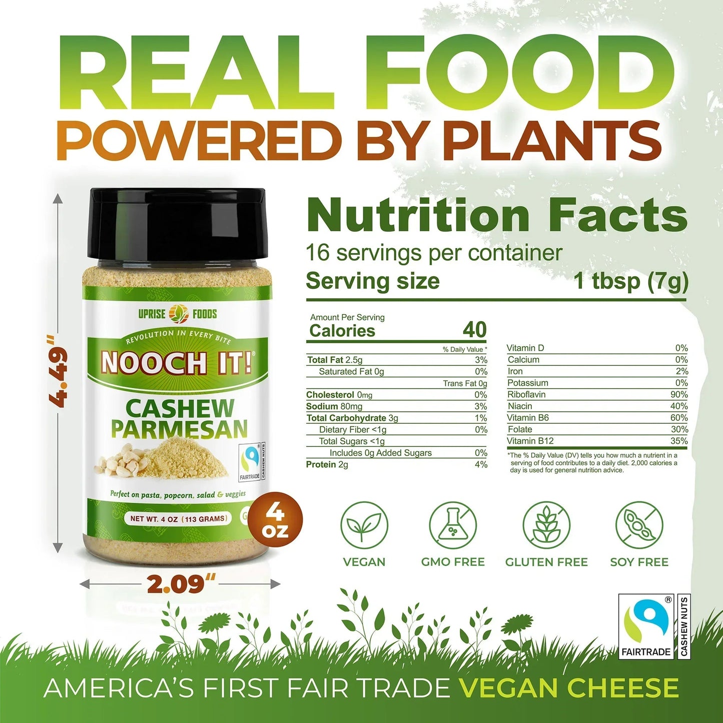 NOOCH IT! Fair Trade Cashew Parmesan – Vegan, Organic, 4oz