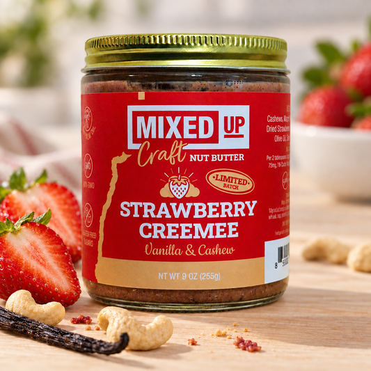(LIMITED) "Strawberry Creemee" - Vanilla Cashew Butter - 9 oz Glass Jar