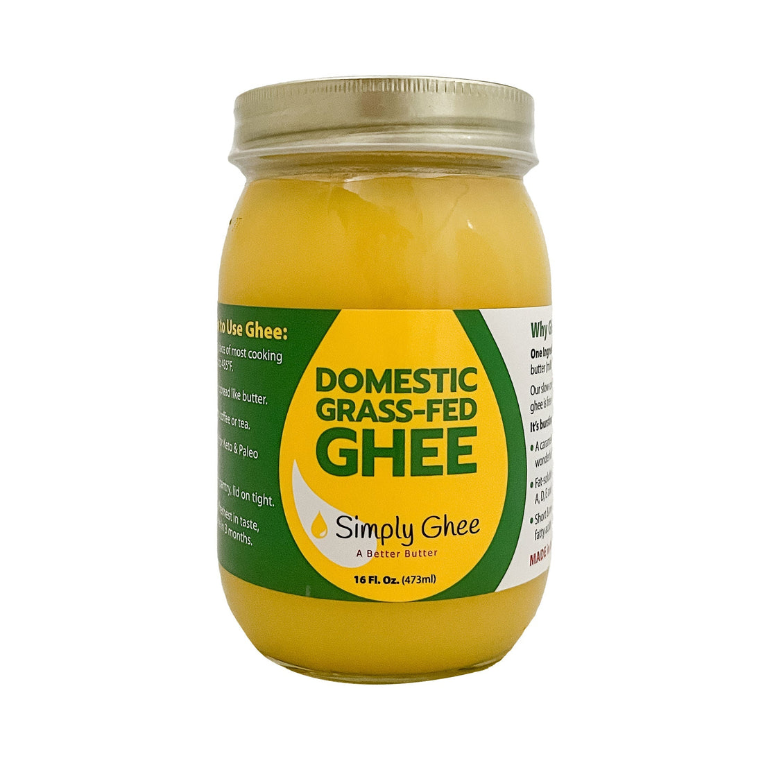 Simply Ghee Domestic Grassfed Ghee jar