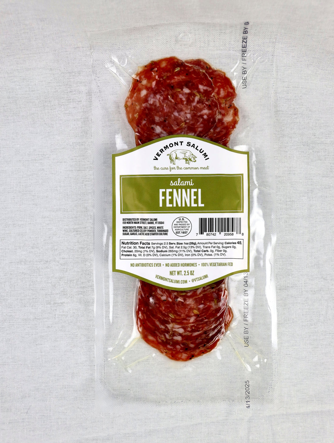 Fennel Sliced Salami from Vermont Salumi, a host and hostess gift under fifty dollars