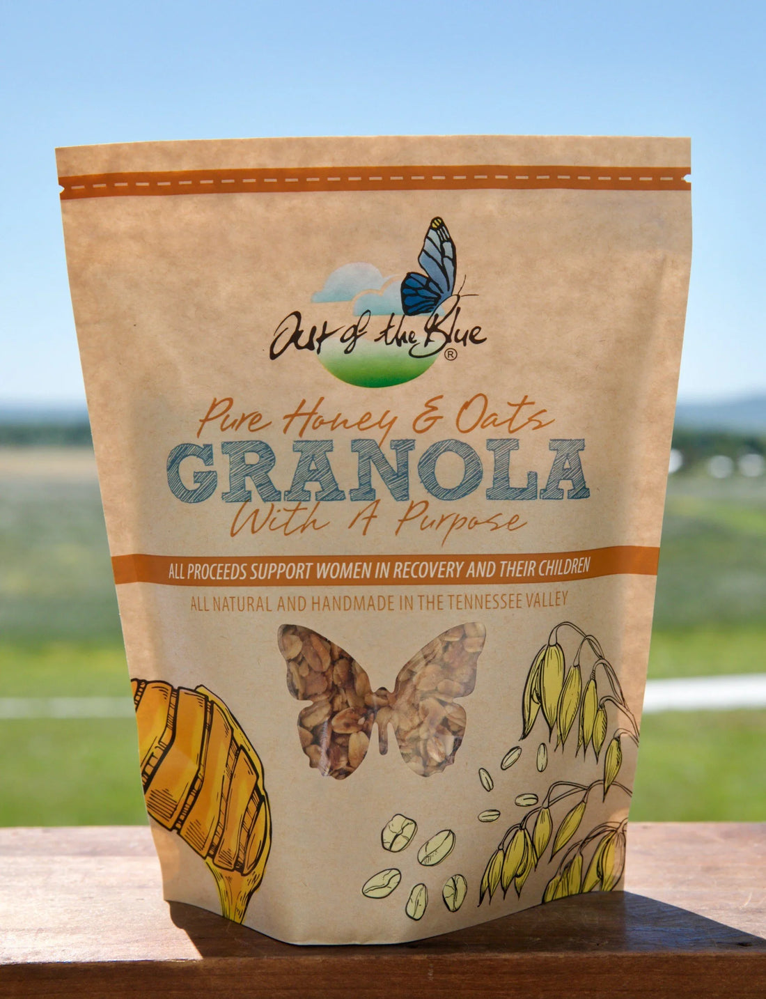 Blue Monarch Pure Honey and Oats granola bag