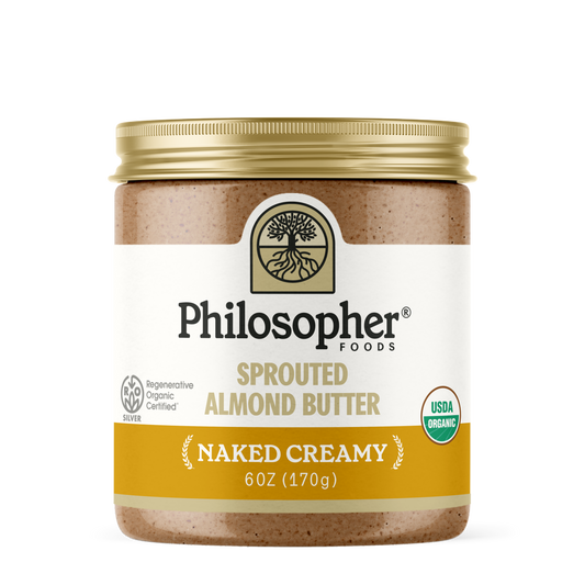 Philosopher Foods Naked Creamy sprouted almond butter jar
