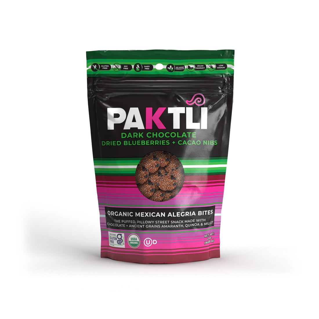 Paktli Dark Chocolate Alegria Bites with blueberries