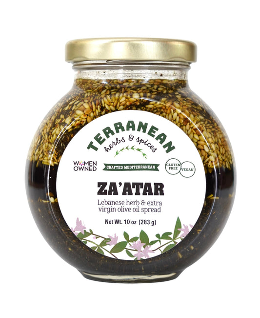Terranean Za'atar Condiment Spread in a reusable glass jar