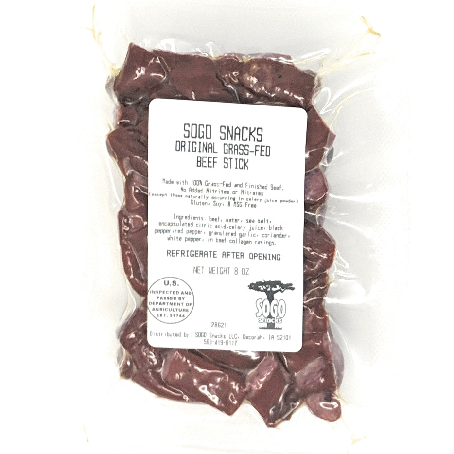 Sogo Snacks grass-fed beef bites on a trail mix snack board
