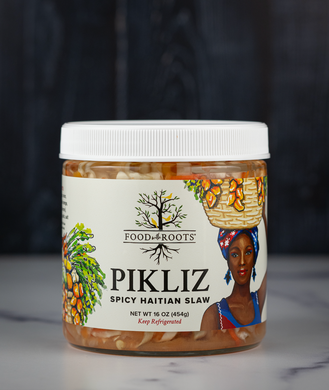 Food with Roots Pikliz Haitian slaw jar