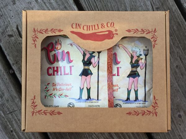 Cin Chili 6 Pak Gift Box of from-scratch chili seasoning blends, a gift for someone who loves spicy food