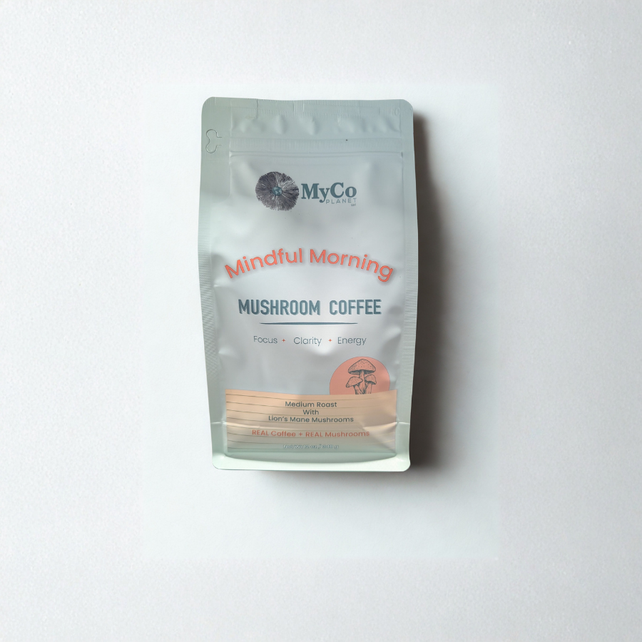 MyCo Planet lion's mane ground coffee bag