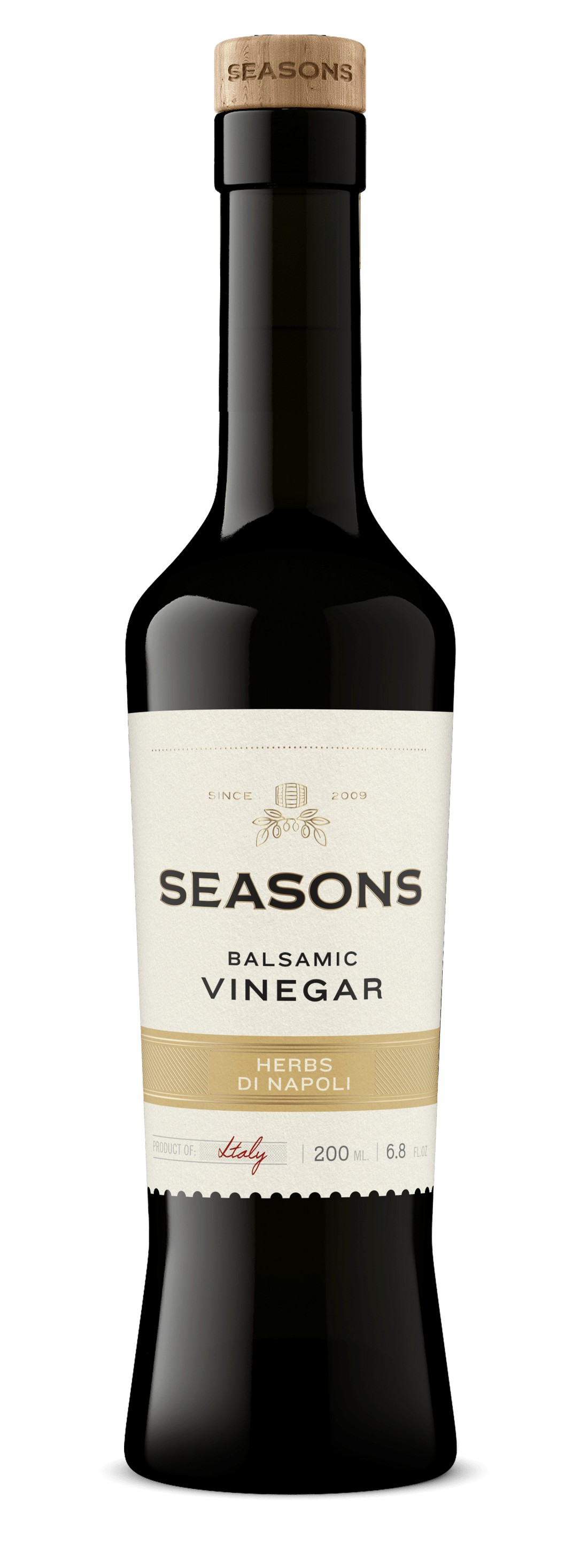Dark balsamic and red wine vinegar bottles from Madeline's