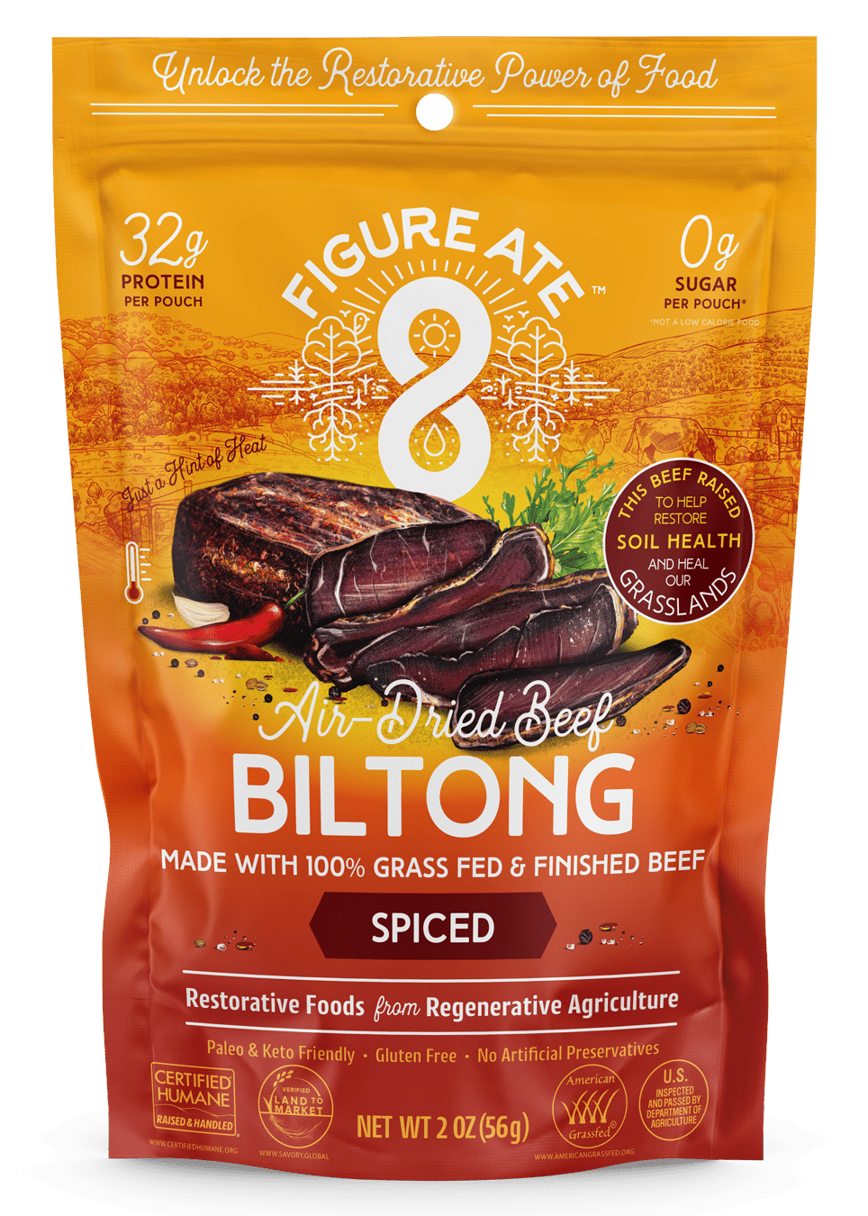 Spiced Grass-Fed Beef Biltong from Figure Ate Foods, a keto snack