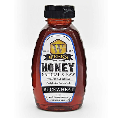 Weeks Raw Buckwheat Honey - Pure, All-Natural, Antioxidant-Rich, Dark & Robust Molasses Flavor for Coffee, Waffles, BBQ Sauce