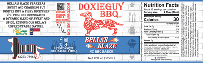 Bella’s Blaze – Sweet & Spicy Finishing BBQ Sauce (12 oz)