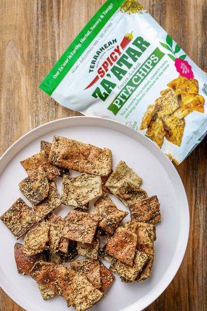 24 Pack Pita Chip Variety (8 Za'atar Pita Chips, 8 Spicy Za'atar Pita Chips, 8 Sea Salt Pita Chips)