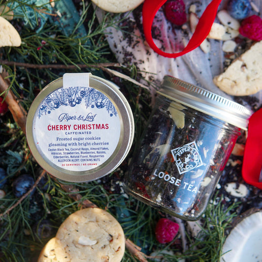 Cherry Christmas Glass Jar of Loose Leaf Tea - 30 Servings by Piper and Leaf Tea Co.