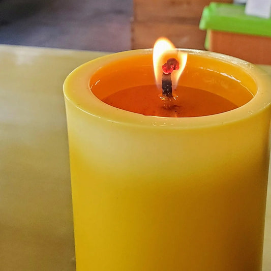 3-Inch Wide Beeswax Pillar Candles, image 2 of 9