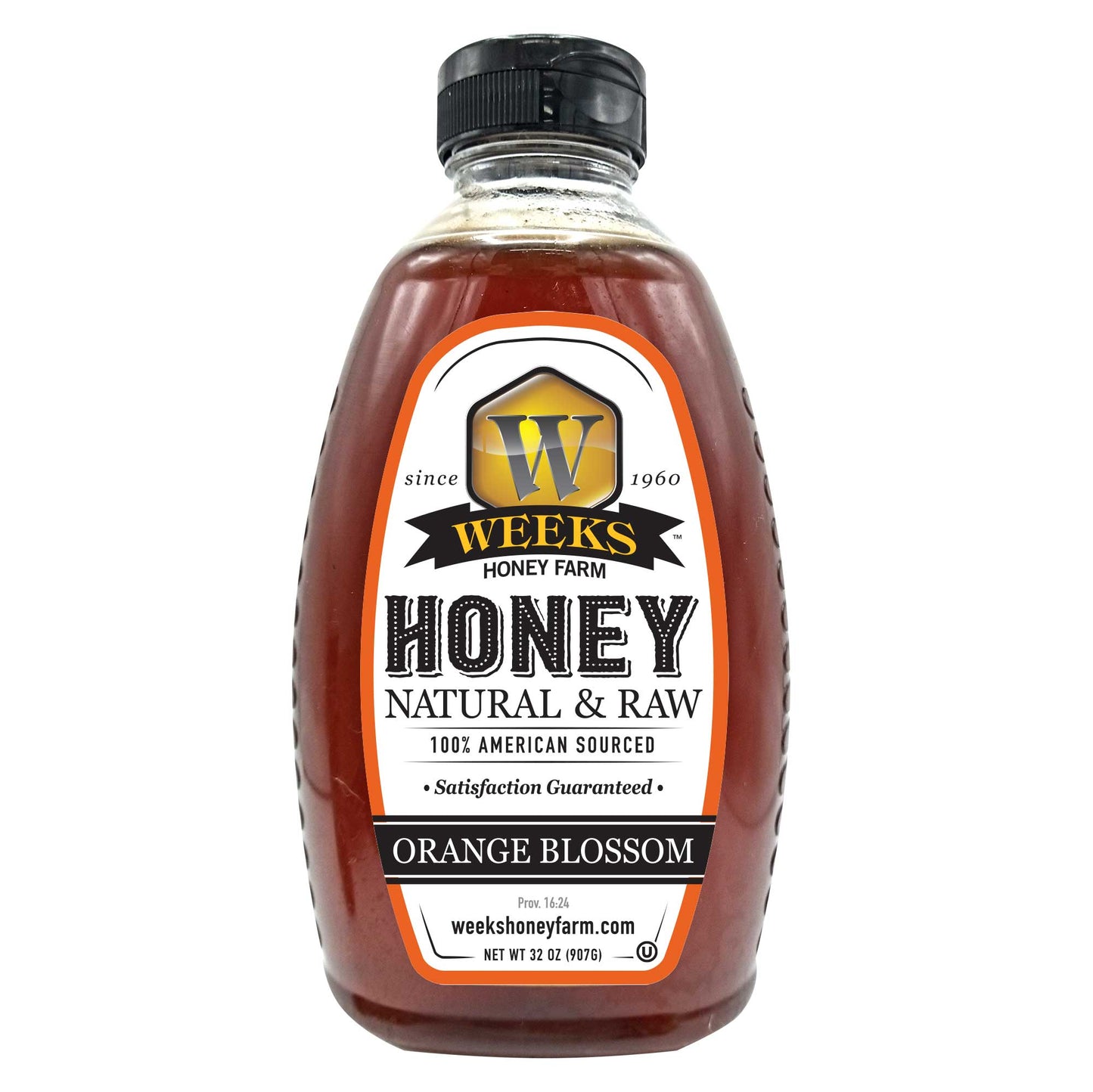 Pure Raw American Orange Blossom Honey - Unfiltered, All-Natural Citrus Sweetness