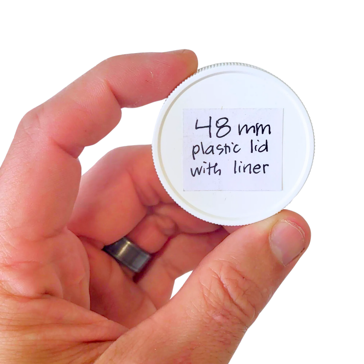 48 mm White Plastic Lids with Pressure Seal, image 2 of 8