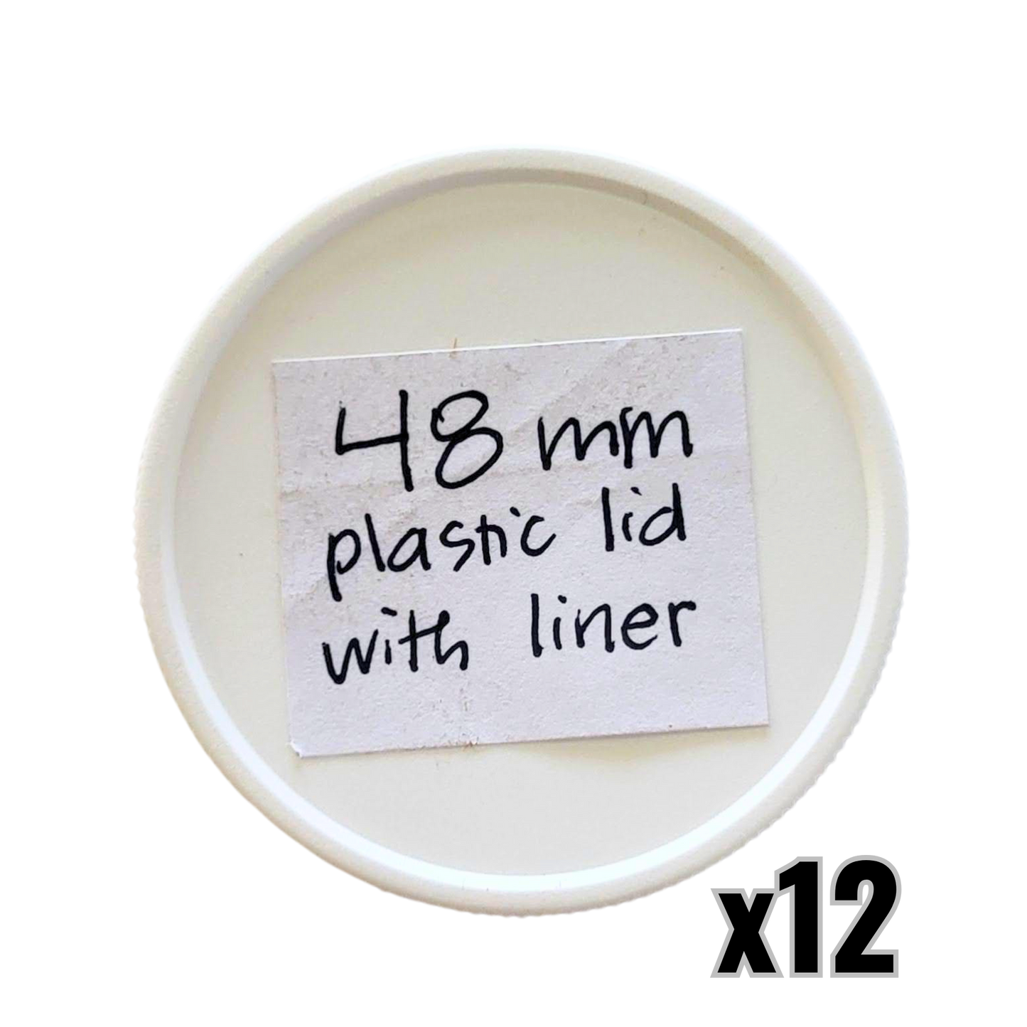 48 mm White Plastic Lids with Pressure Seal