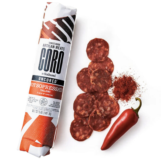 Uncured Hot Sopressata Salami Piccolo - 6 x 5 oz by Coro Foods