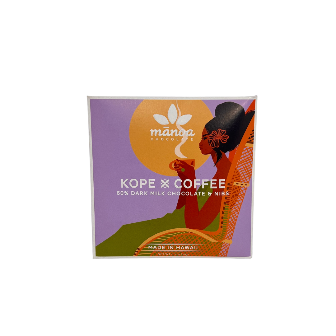 Manoa Chocolate Kope Coffee 60% Dark Milk Chocolate & Nibs Mini Bar