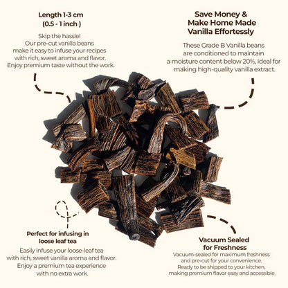 Premium Vanilla Cuts - 1 lb. Cut from Whole Vanilla Beans Grade B