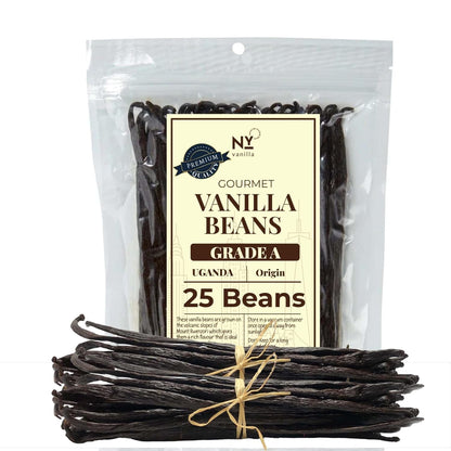 25 Premium Whole Ugandan Vanilla Beans Grade A  - For making Vanilla Extract